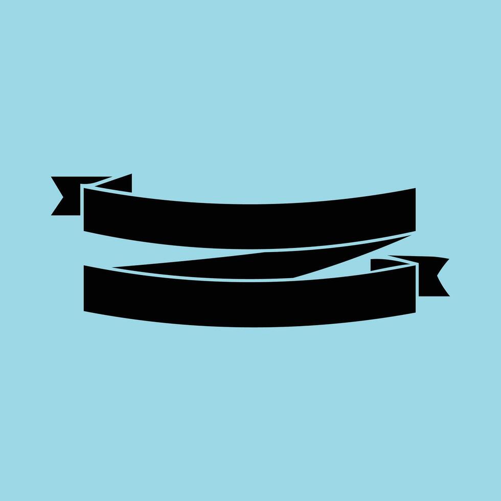 Curved Fold Black Ribbon Retro Silhouette Banner for Tags and Labels vector