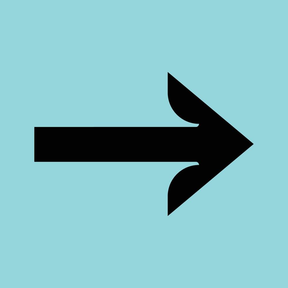 Curved Tip Right Arrow Black vector