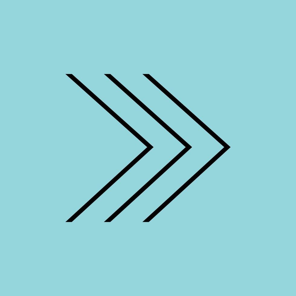 Triple Chevron Right Arrow Icon for Fast Forward Navigation and Direction vector