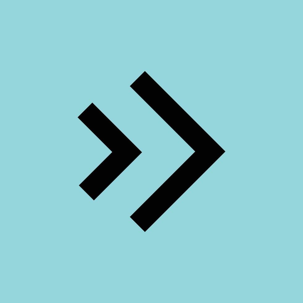 Bold Double Forward Arrow Geometric Black Icon vector