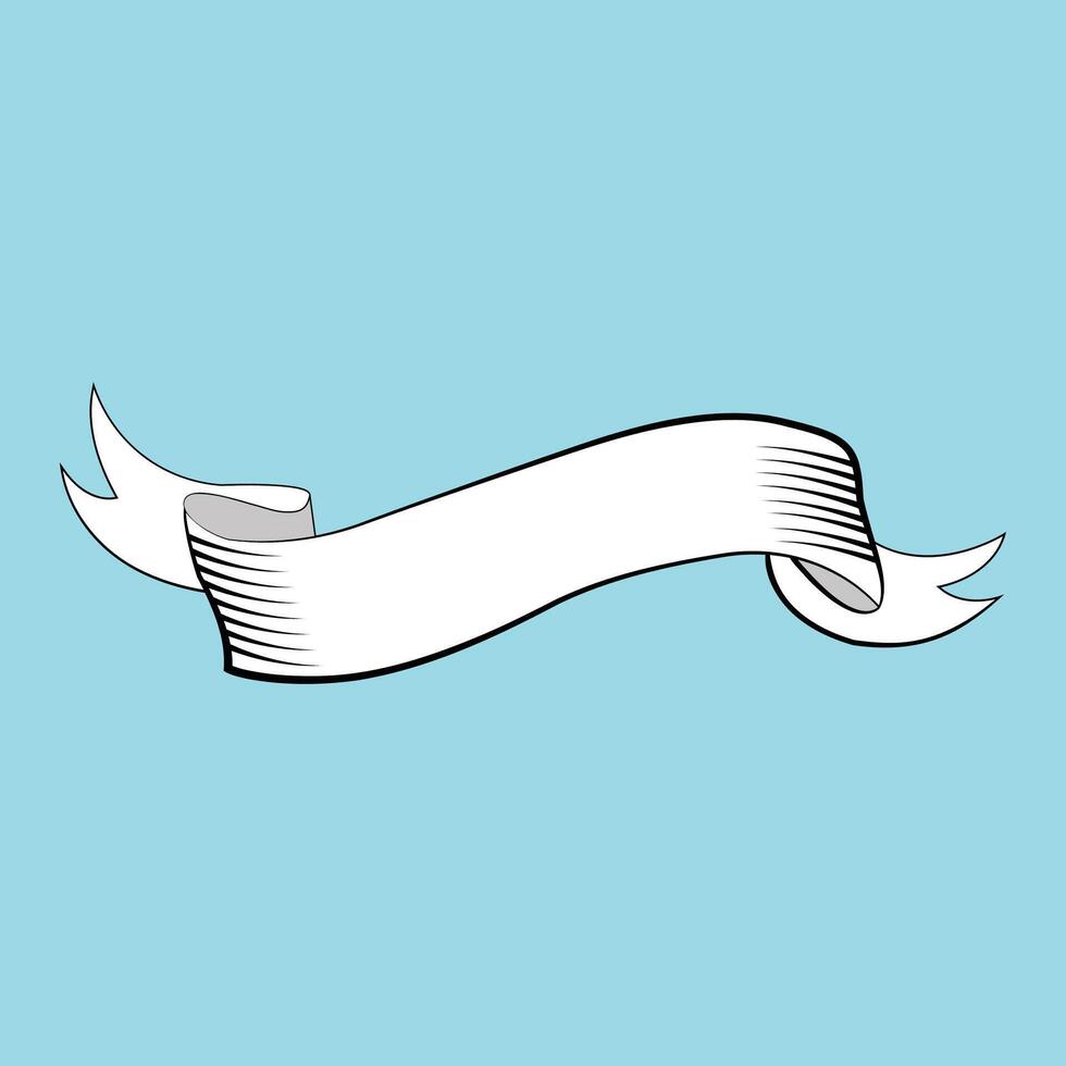 Elegant Curved White Ribbon Retro Scroll Silhouette for Classic Label Designs vector