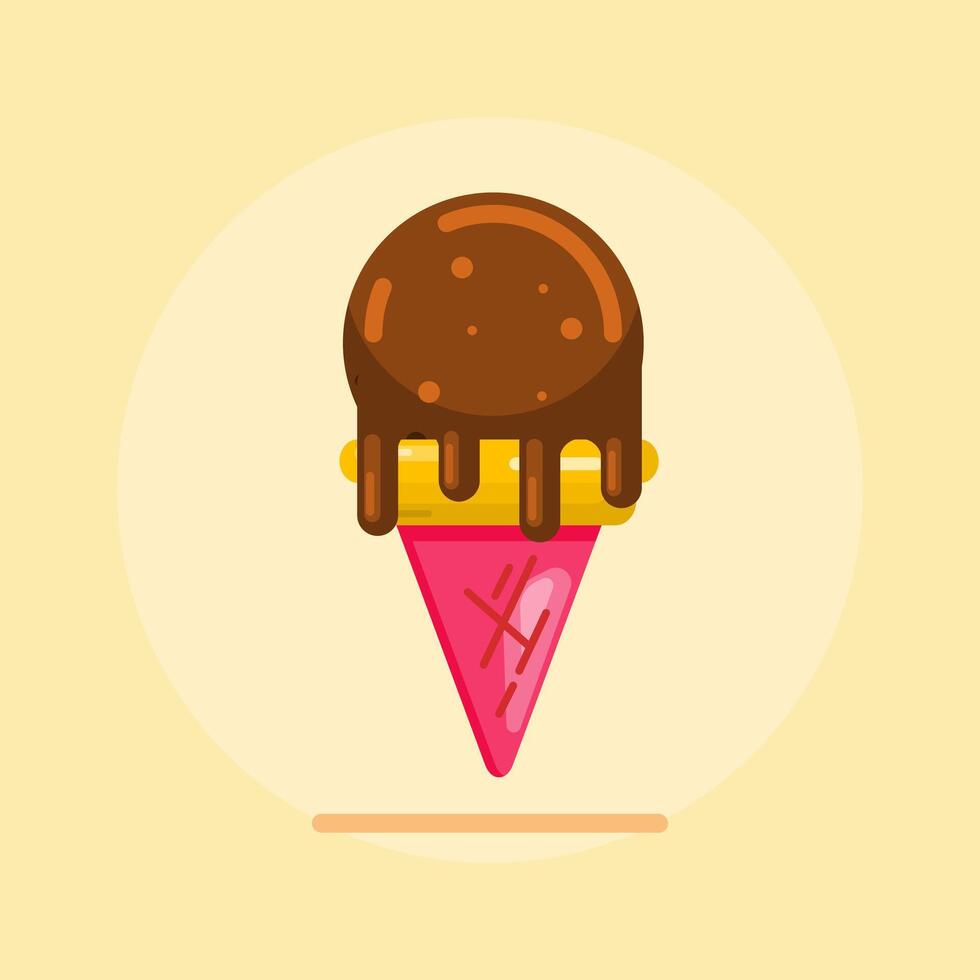 Fresh chocolate ice cream summer time, summer drink vector