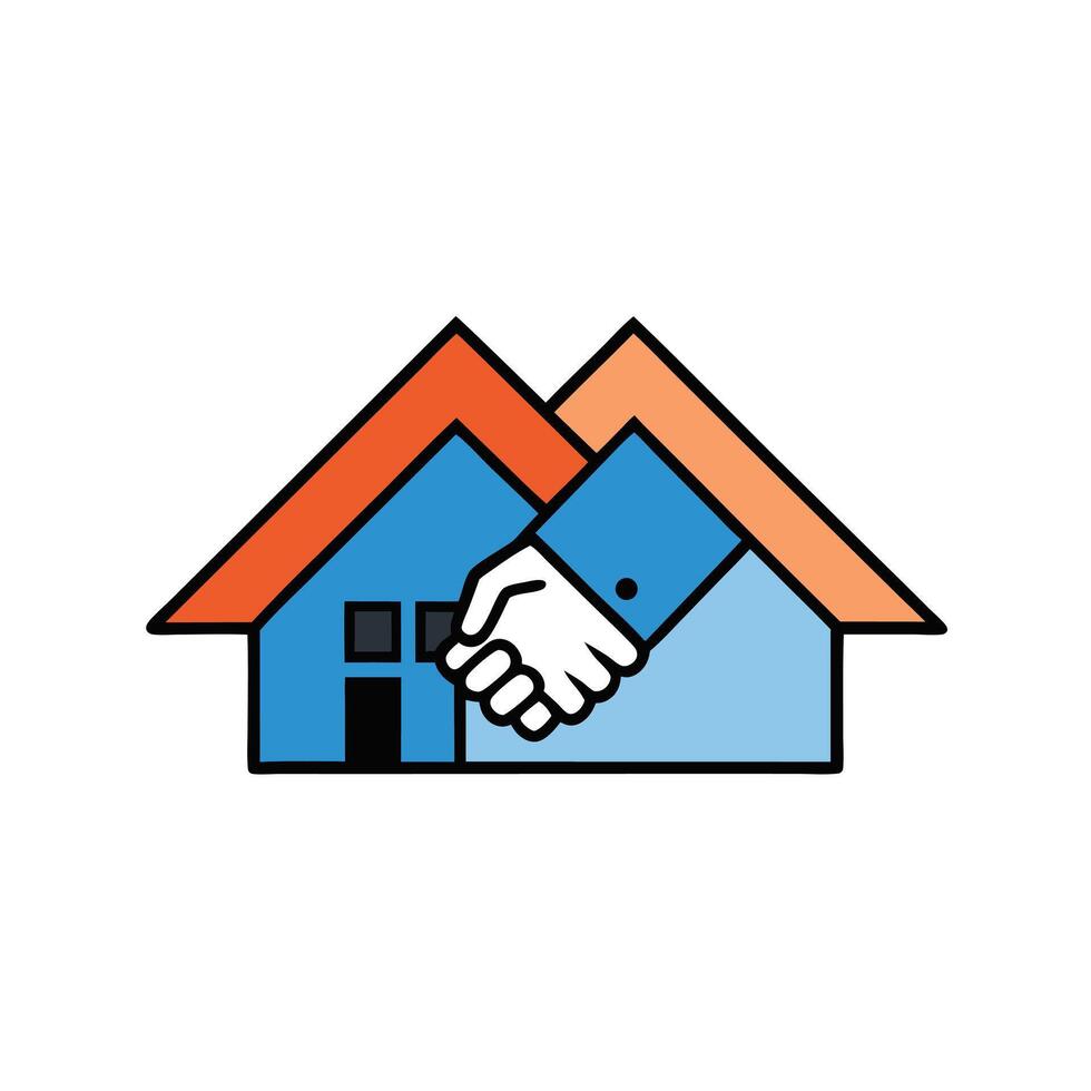 House Rooftop Handshake Partnership Logo vector