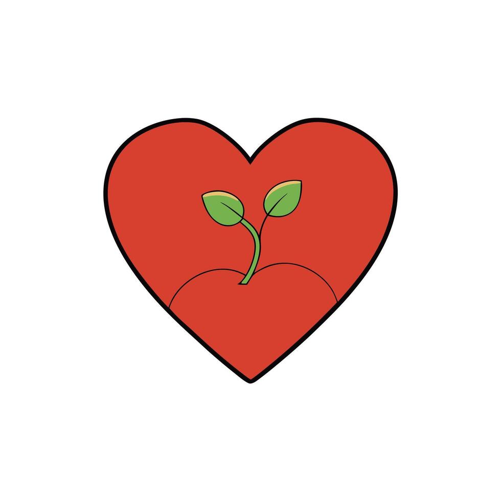 Sprouting Plant Inside Heart Logo vector
