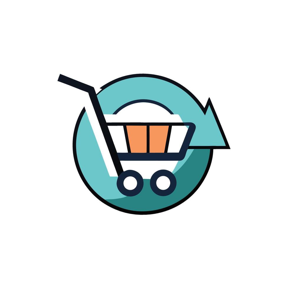Shopping Cart Wheel Turning Into Sun Logo vector