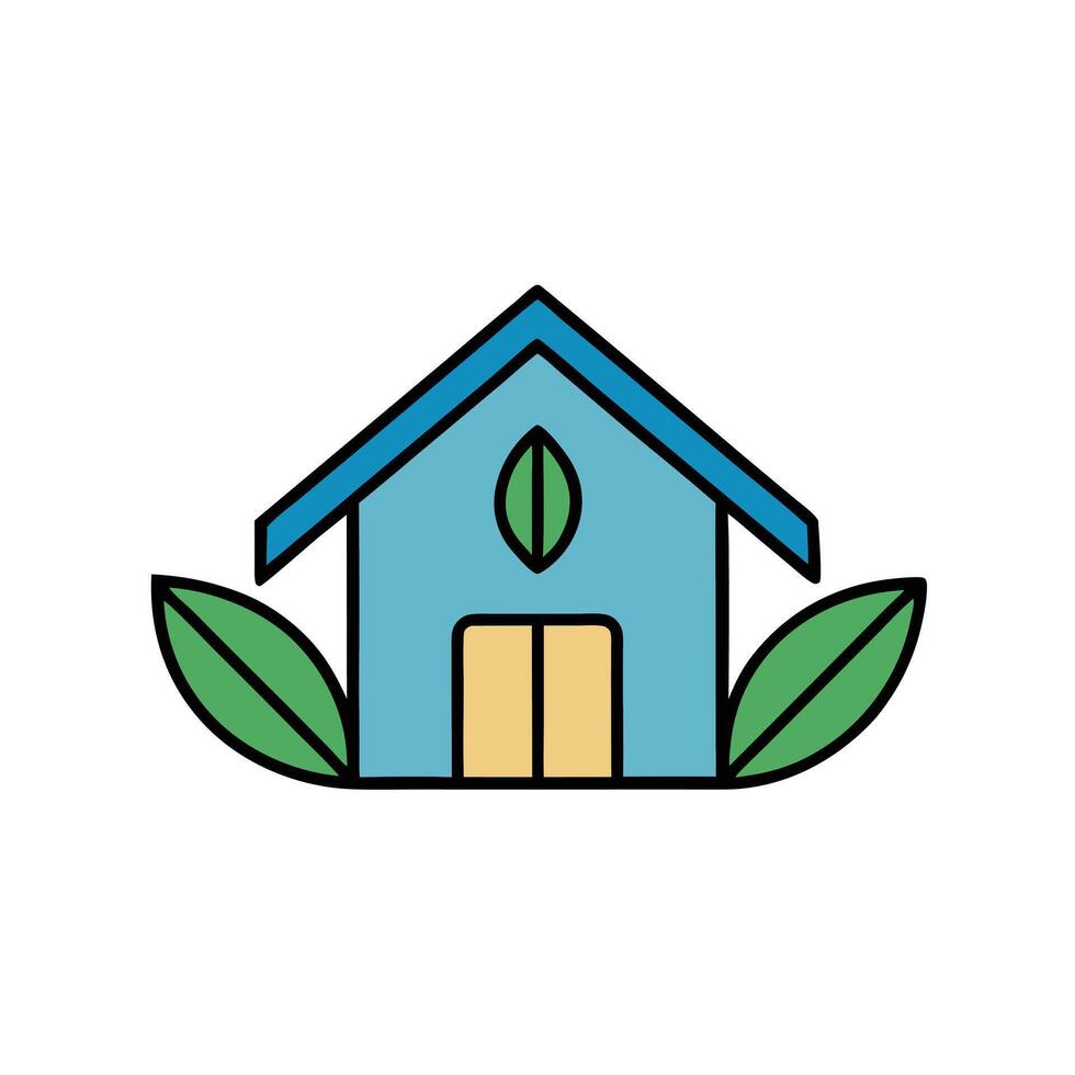 Modern House With Leaf Concept vector