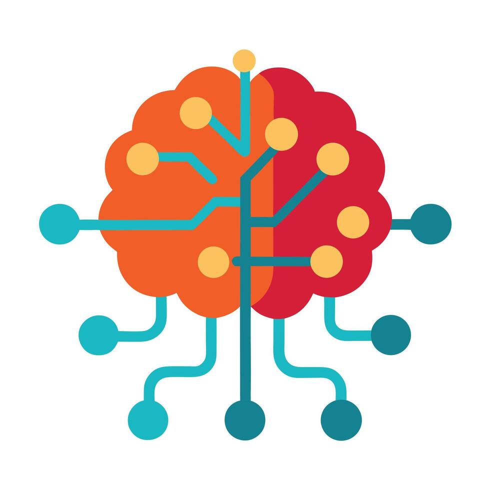 Human Brain Circuit Technology Illustration vector