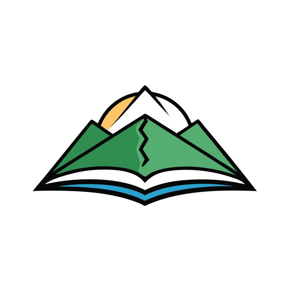 Mountain Top Transforming into Book Logo vector