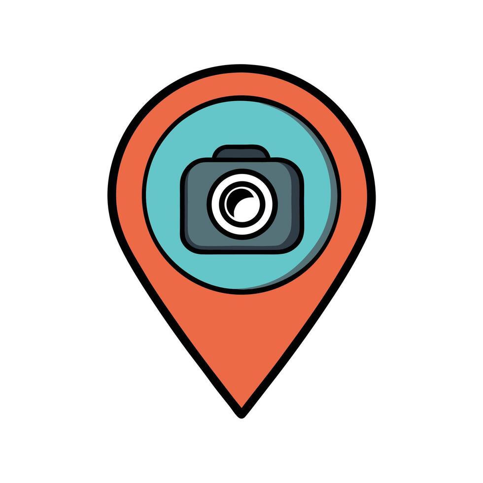 Camera Lens Inside Map Pin Logo vector