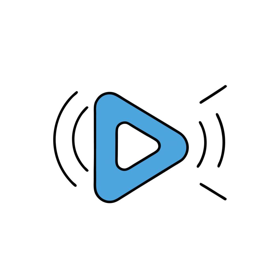 Play Button With Colorful Sound Waves vector