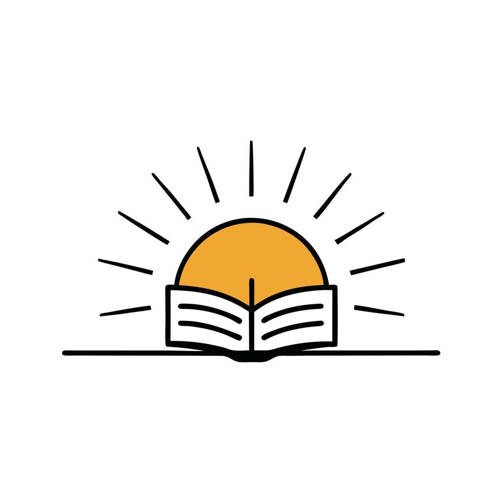 Sun Rising Behind Open Book Logo vector