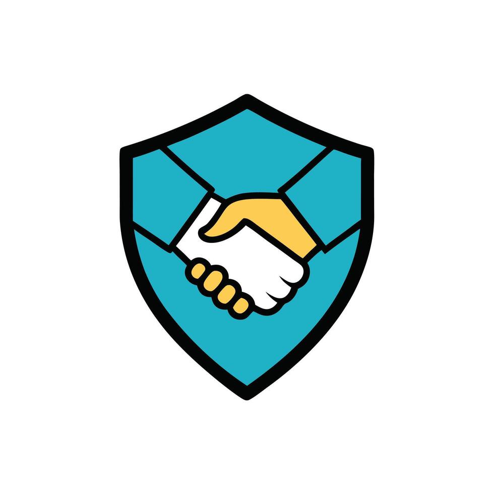 Shield and Handshake Fusion Logo vector
