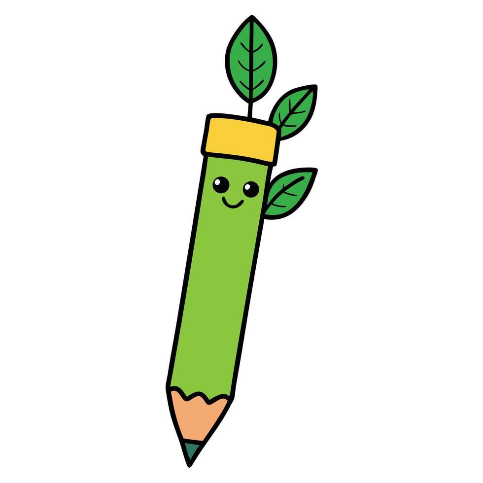 Pencil Leaf Branch Eco Creativity vector
