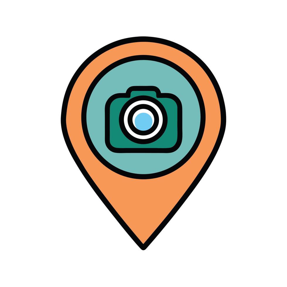 Location Pin Camera Lens Concept vector