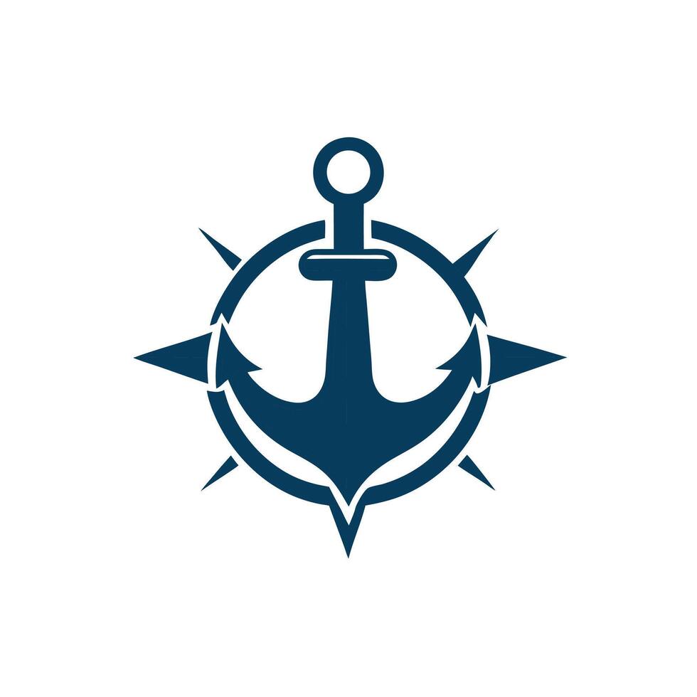 Anchor Blending Into Ocean Wave Logo vector
