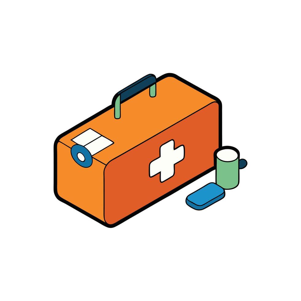 Emergency First Aid Box With Essentials vector