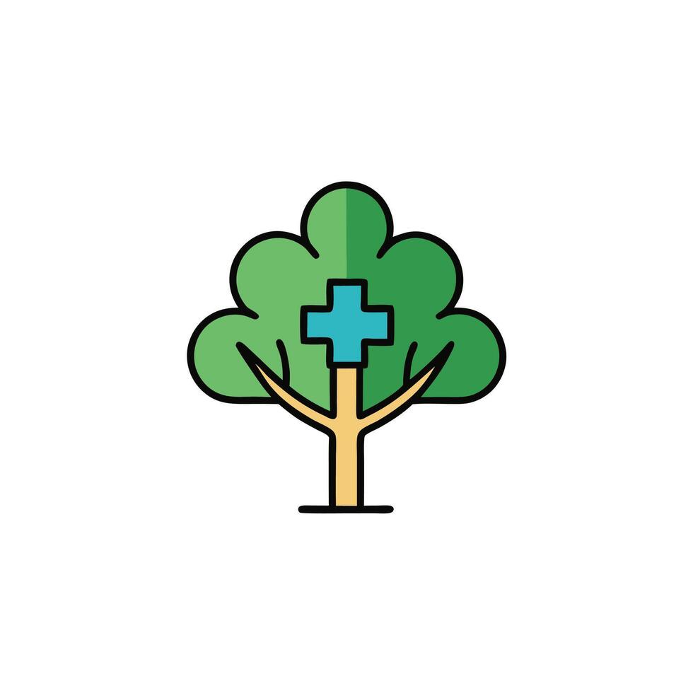 Medical Cross and Tree Combined Logo vector
