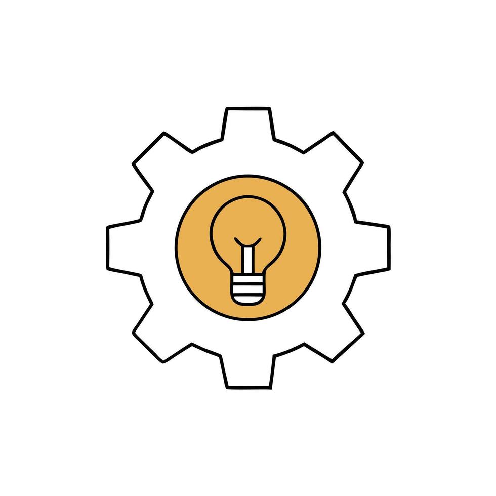 Gear With Lightbulb Innovation Concept vector