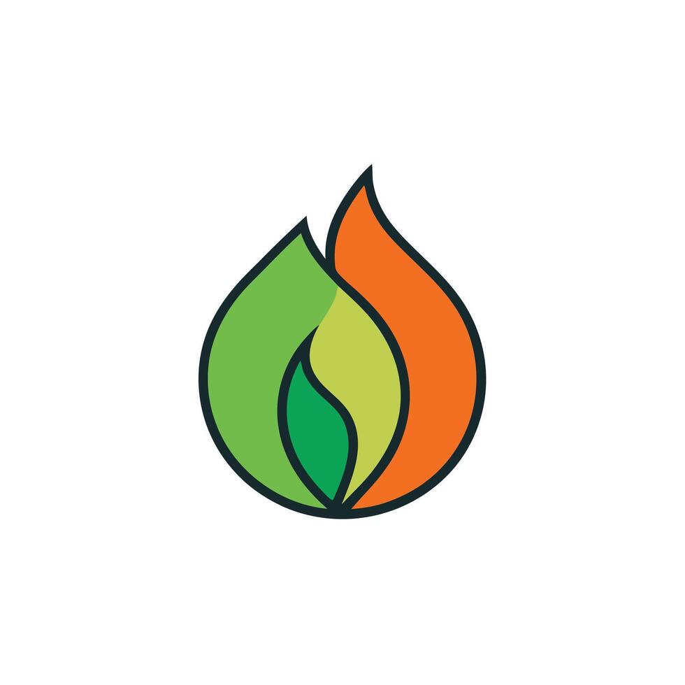 Fire and Leaf Fusion Creative Logo vector