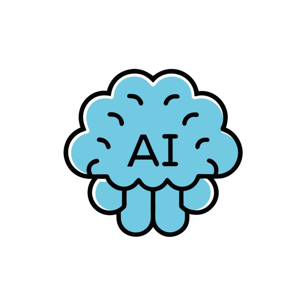 AI Brain Logo Tech Innovation vector