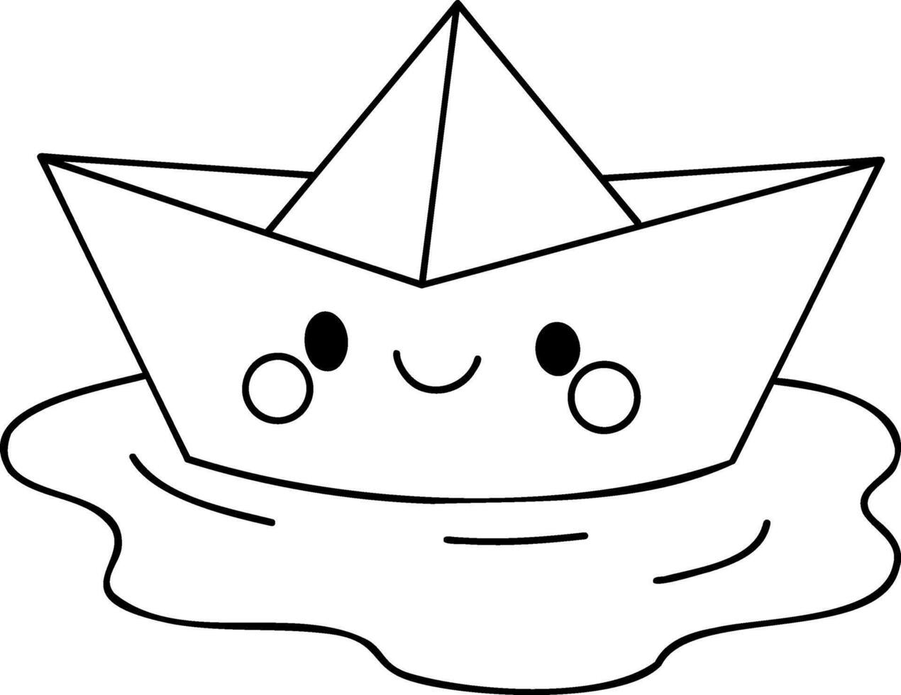 Cute paper boat floating on water, bringing joy and playfulness to rainy day vector