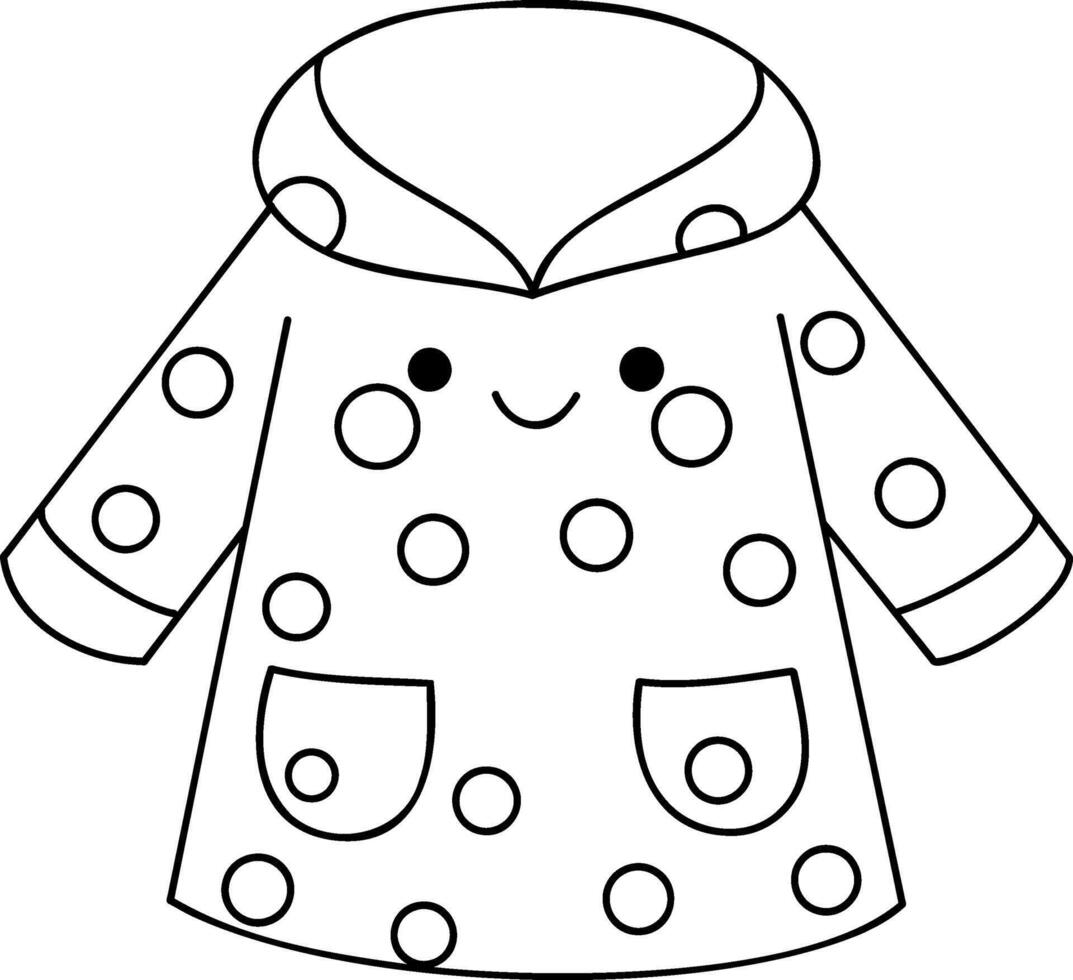 Cute polka dot raincoat design with smiling face and pockets, perfect for kids vector