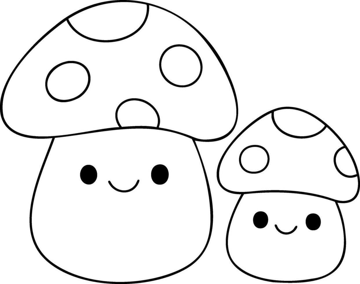 Cute cartoon mushrooms with smiling faces, perfect for children art or crafts vector