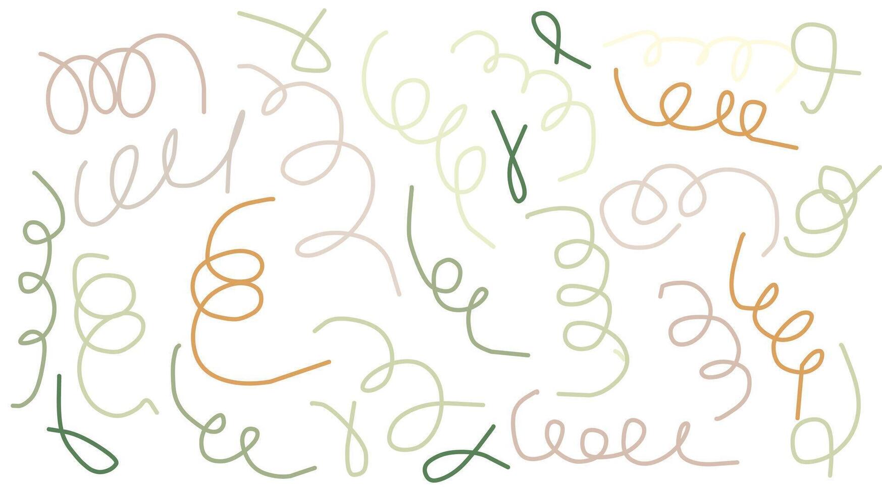 Colorful curvy lines in a variety of pastel shades are scattered across a white background, creating an abstract and playful visual composition vector