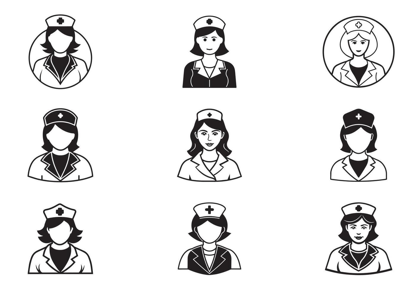 Nurse Profile Icon Set vector