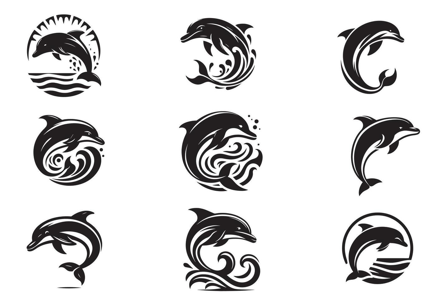 Dolphin Icon Set vector