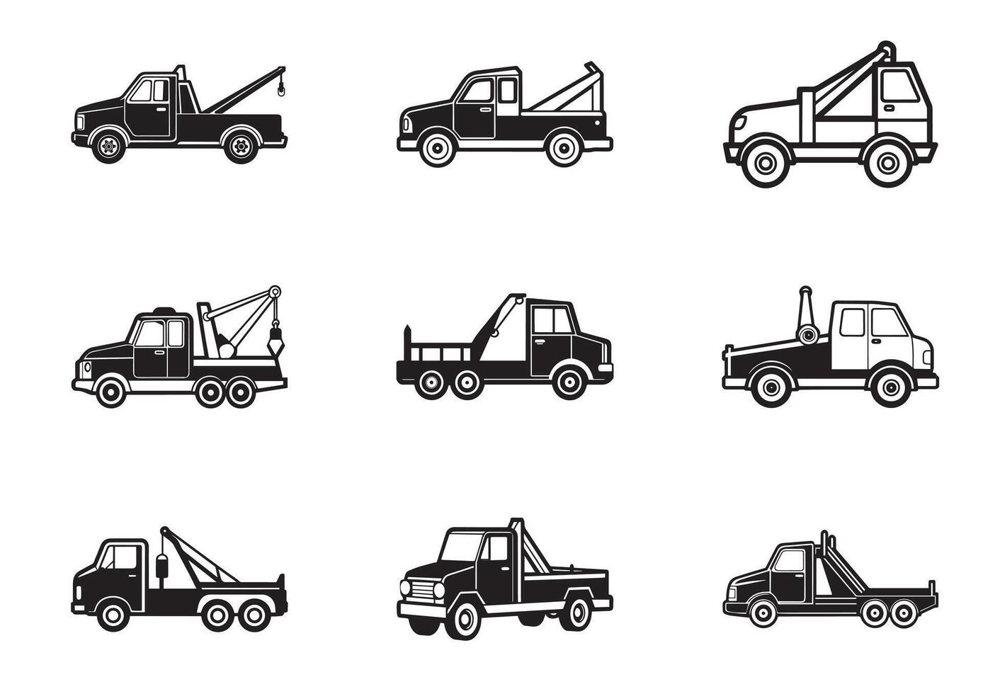 Tow truck Icon Set vector