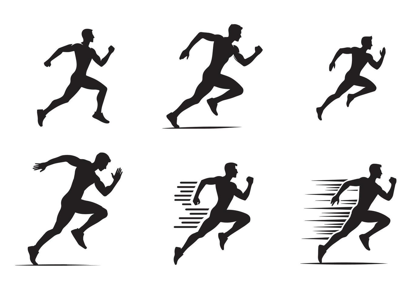 Man running silhouette Set vector