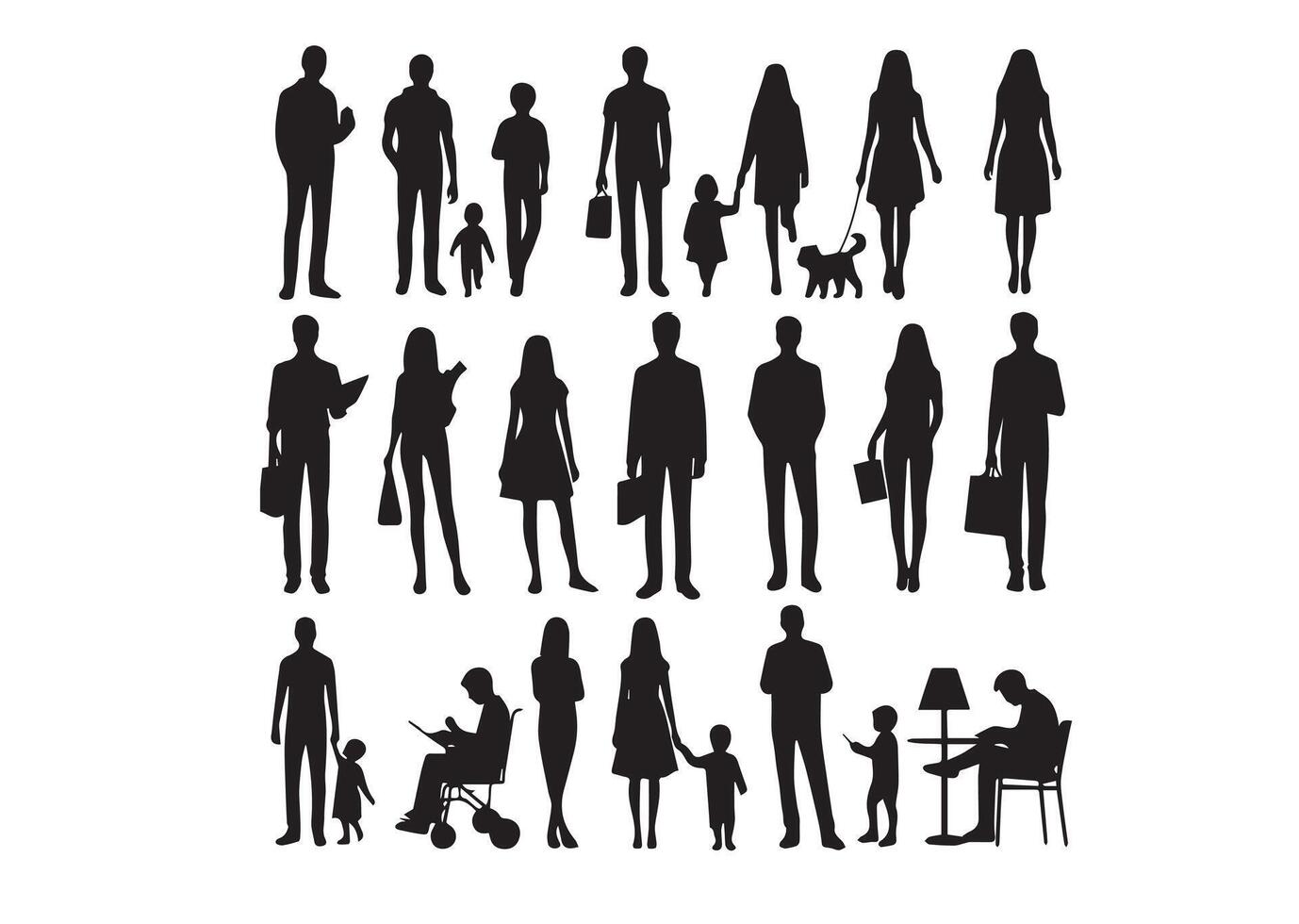 A group of people with a child and a man with a child in a wheelchair vector