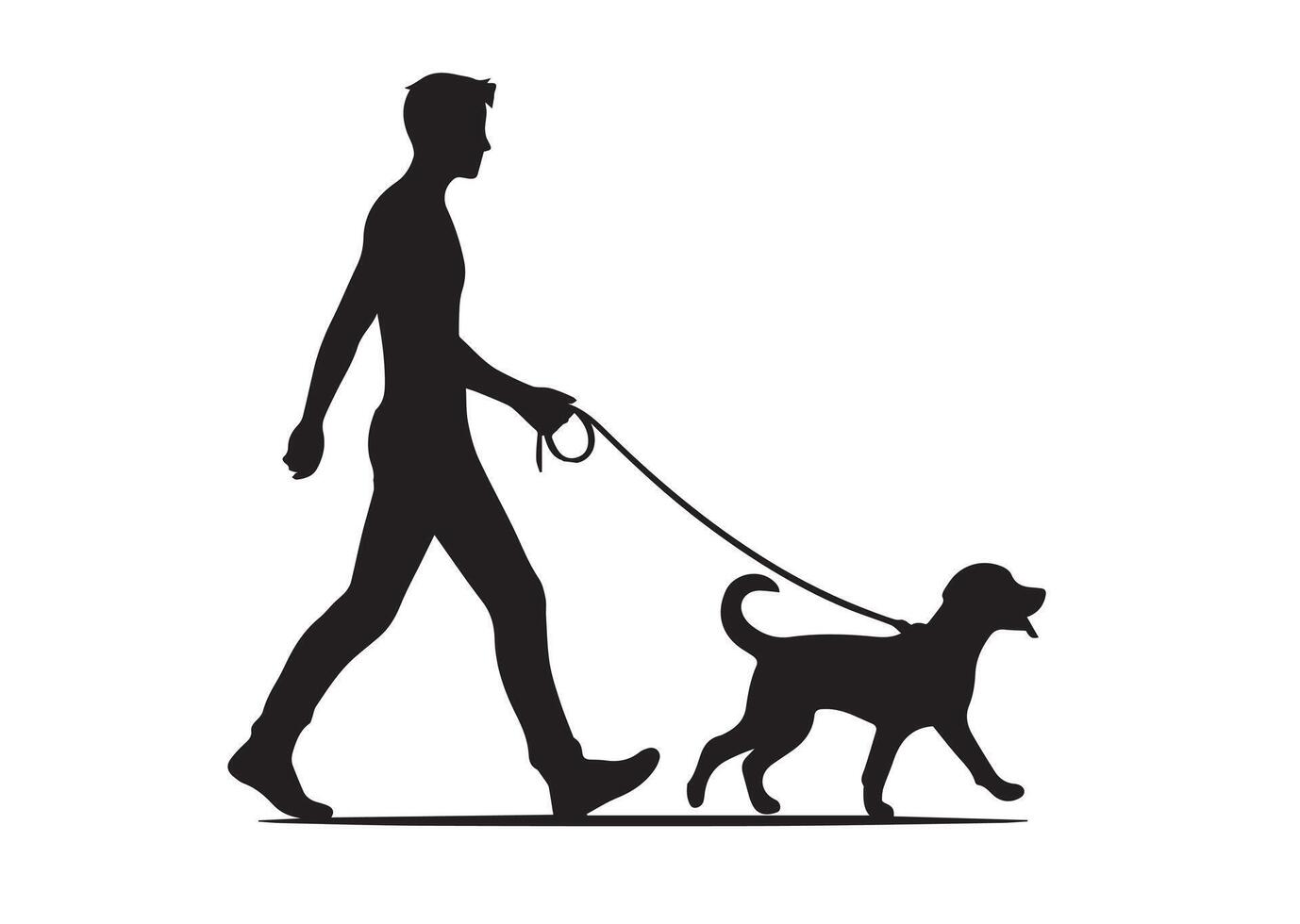 Man walking with dog Silhouette vector