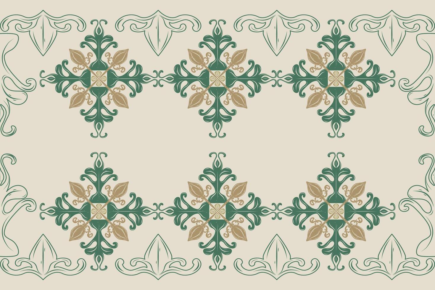 Elaborate Beautiful Damask Hand Drawing Botany Frame Stripe Style for Luxury Opulence Design Gold Green Filigree Pattern Artistic on Beige wallpaper border lace invitation silk embroidery cross stitch vector