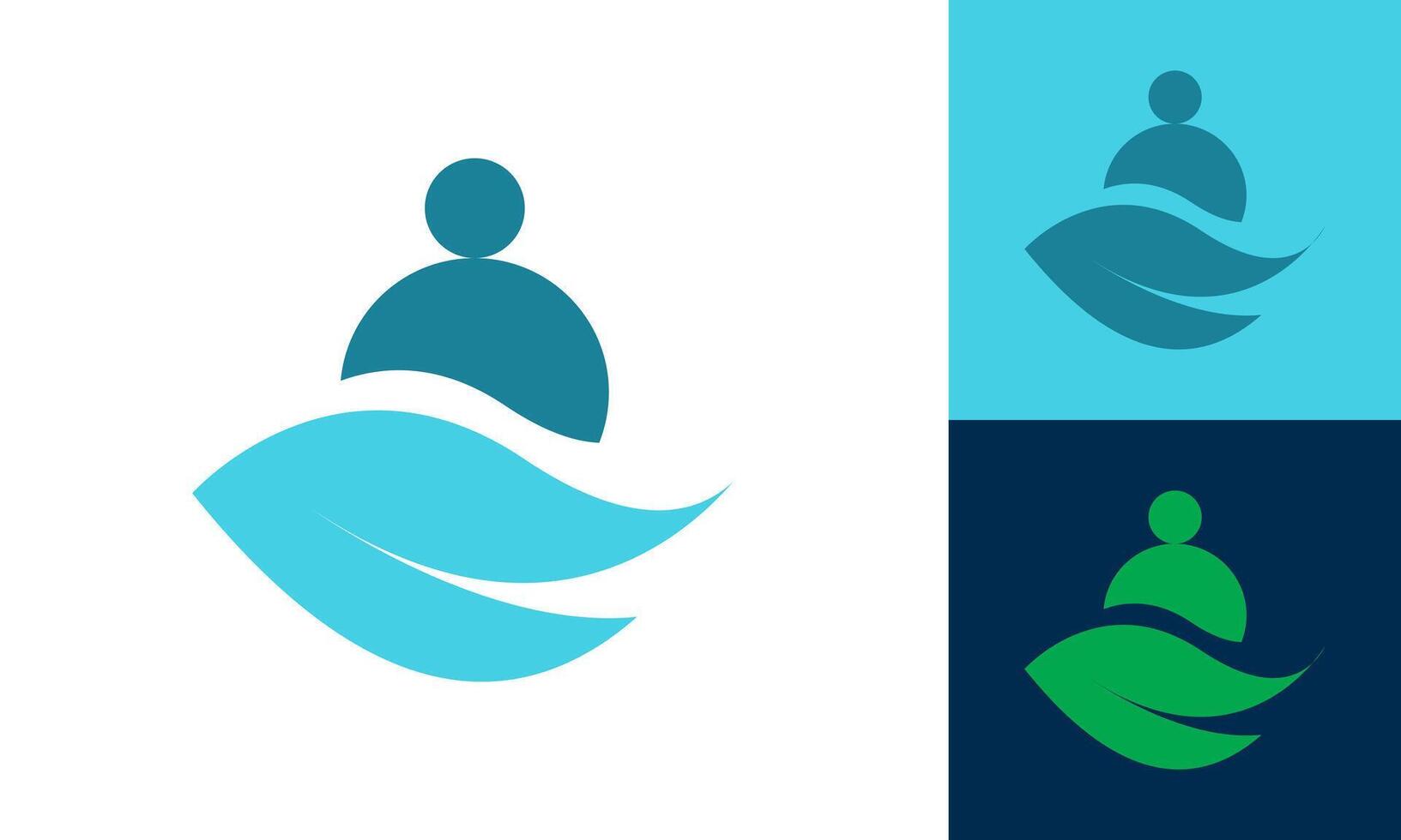 People with leaf logo design template vector