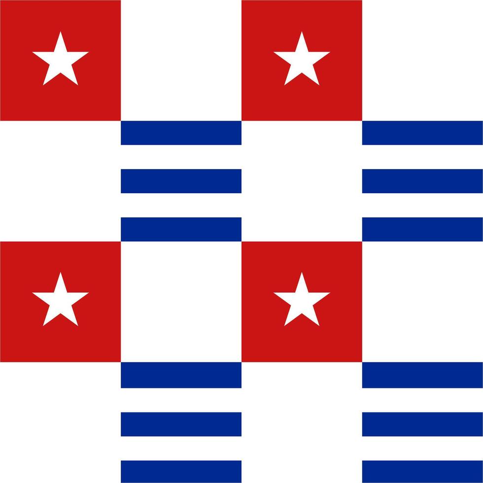 Red, blue stripes, white star symbol Cuba seamless checkered pattern vector