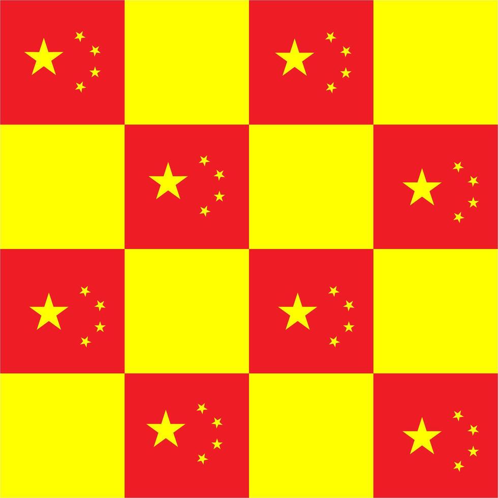 Red, yellow, stars China seamless checkered pattern vector