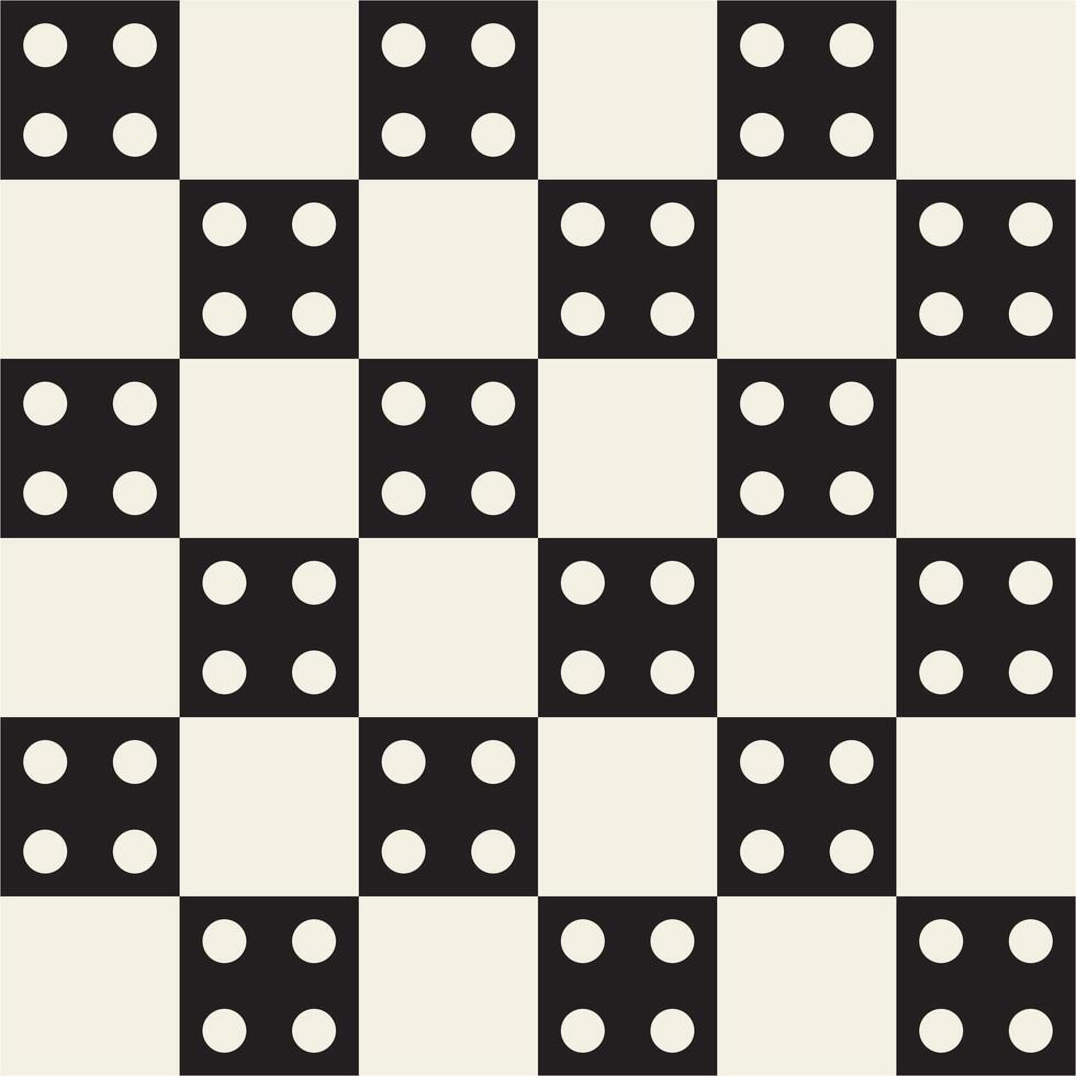Four dot black and bone white checkered isolated seamless pattern vector