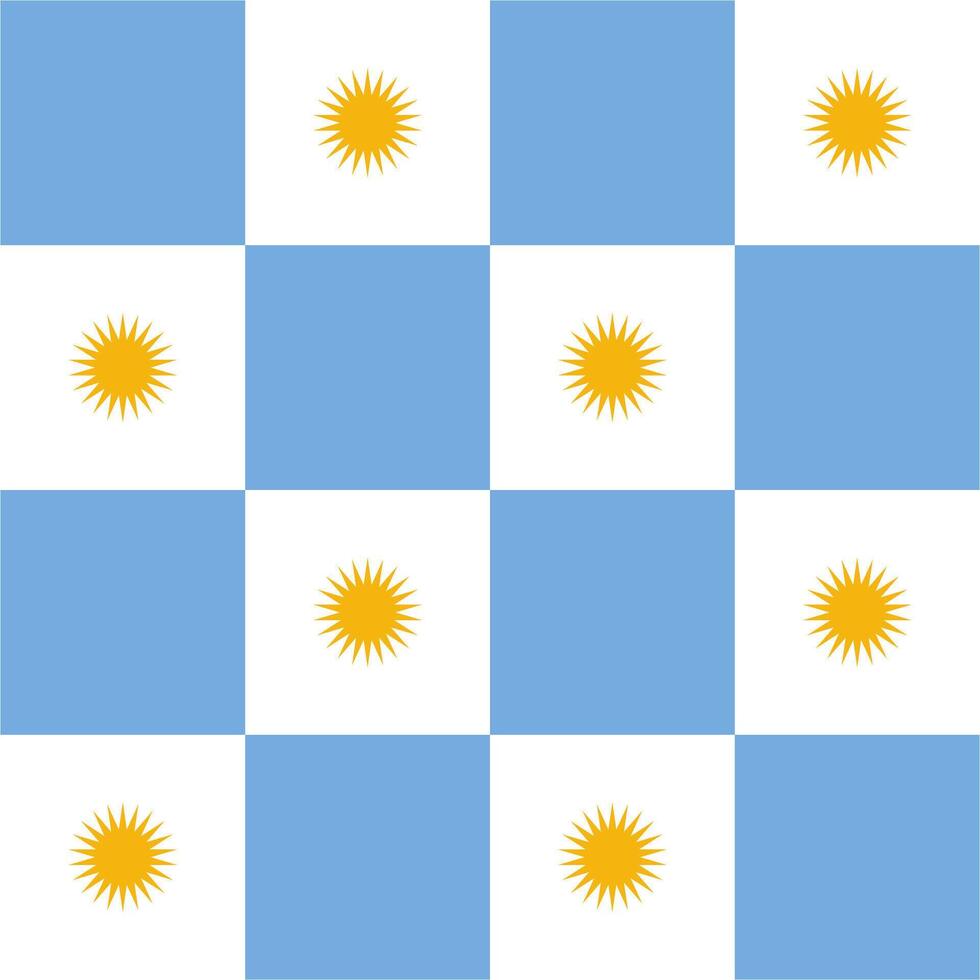 Sun of May with blue and white Argentina seamless checkered pattern vector