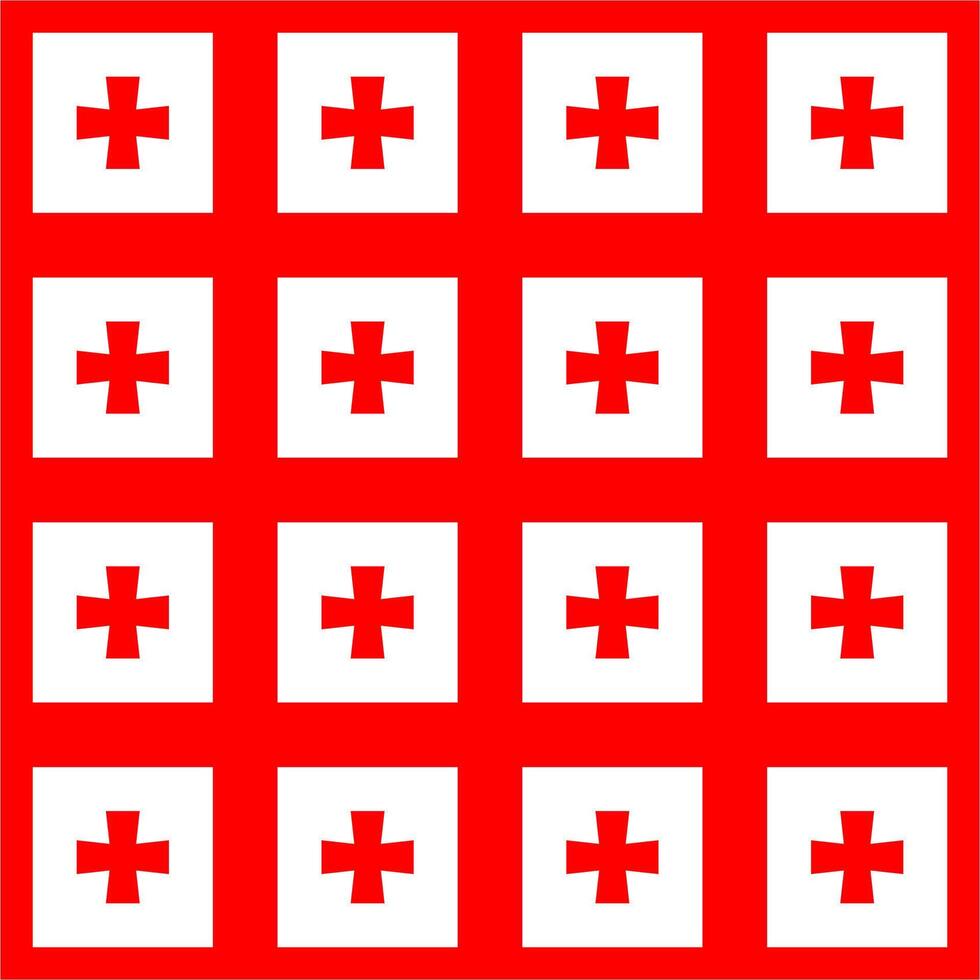 Red and white with cross sign Georgia seamless checkered pattern vector