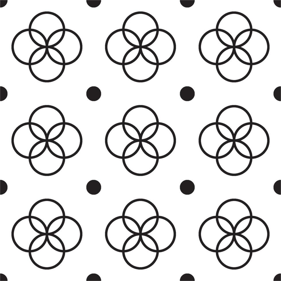 Circle kawung ornament outline and dotted seamless pattern vector