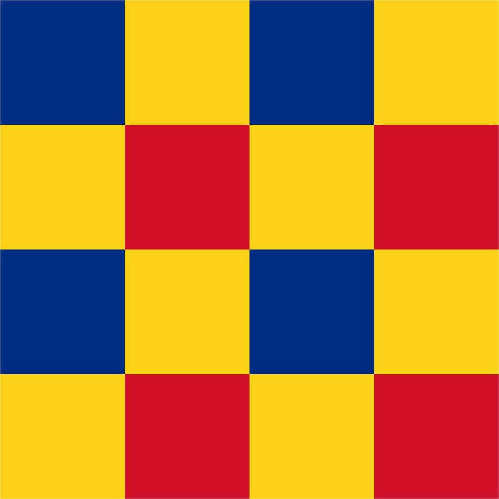 Blue, yellow and red Romania seamless checkered pattern vector