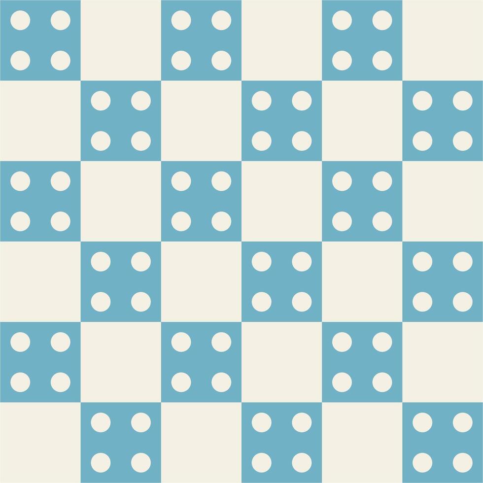 Four dot blue and bone white isolated seamless checkered pattern vector