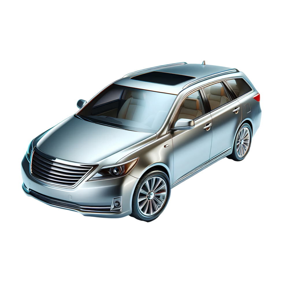 3D Render of a Luxury Silver Car with Modern Design, Realistic Vehicle Illustration png