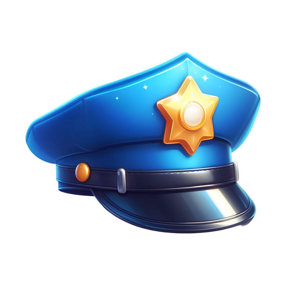 3D Police Officer Hat with Badge in a Fun and Colorful Design png