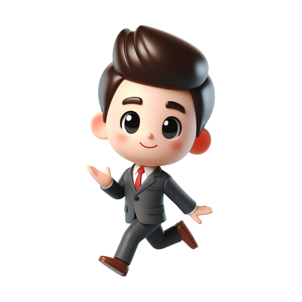 3D Cartoon Businessman Walking in Suit - Cute Character in Business Attire png