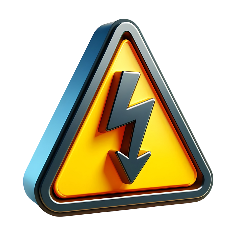 High Voltage Warning Sign, 3D Render, Glossy Finish, Smooth Graphics, Shiny, Highly Detailed Illustration png