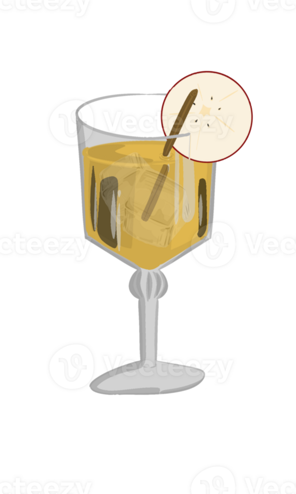 drink with a straw and a apple slice png