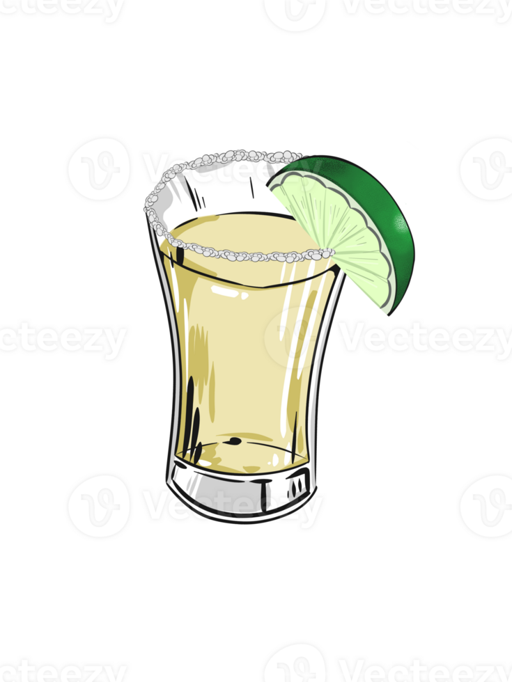 glass of tequila and lime slice png